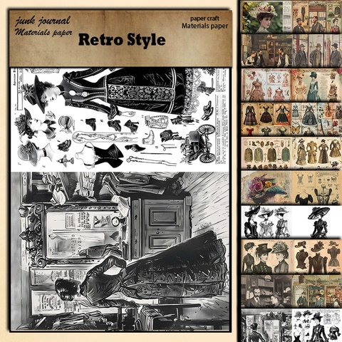 10 Sheets Vintage Victorian Fashion Materials Paper For Junk Journal Scrapbooking DIY Craft Acid Free Offset Paper A5