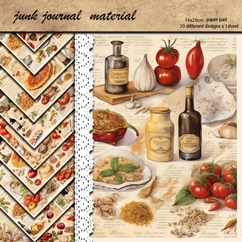 10 Blätter Vintage Amerikanisches Essen Material Papier Für Junk Journal Scrapbooking DIY Handwerk Retro Küche Illustration Dekor