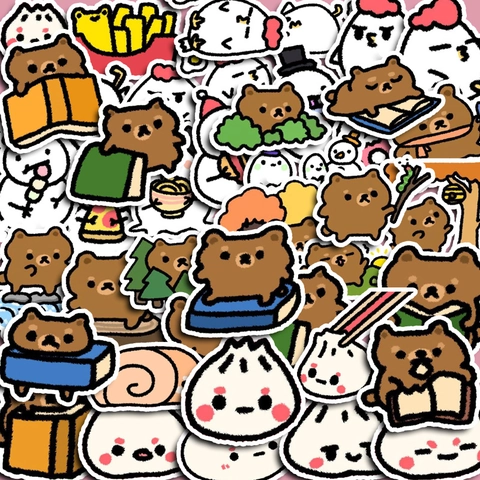 Süße Cartoon Bär Schneemann Aufkleber Für Kinder Journaling Scrapbooking DIY Handyhülle Dekoration Ästhetische Dekorative Aufkleber