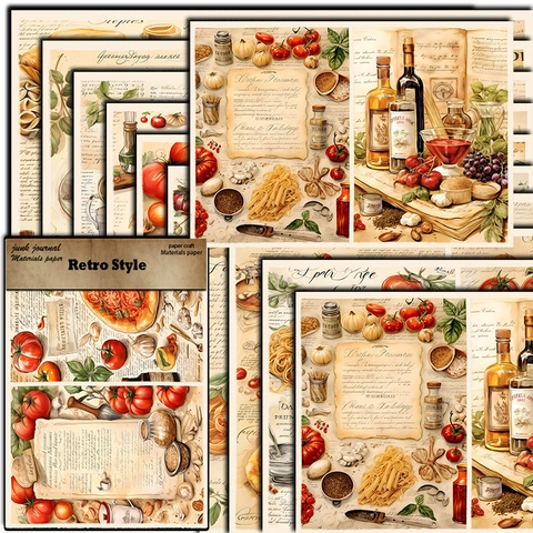 10 Blätter Vintage Amerikanisches Essen Material Papier Für Junk Journal Scrapbooking DIY Handwerk Retro Küche Illustration Dekor