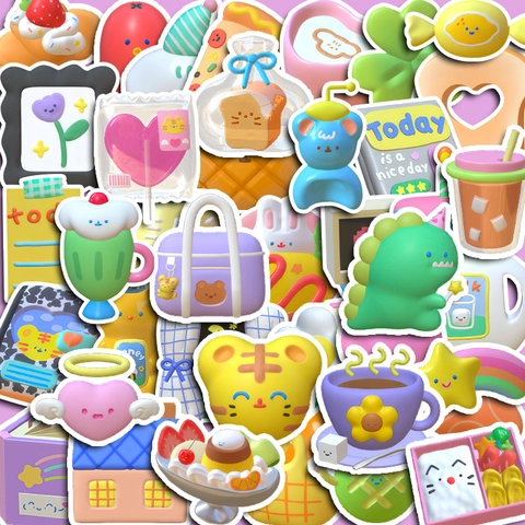 Simpatici Adesivi in PVC Cartoon 3D per Custodia del Telefono Notebook Fai da Te Scrapbooking Kawaii Adesivi per Decorazione Studenti