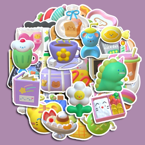 Simpatici Adesivi in PVC Cartoon 3D per Custodia del Telefono Notebook Fai da Te Scrapbooking Kawaii Adesivi per Decorazione Studenti
