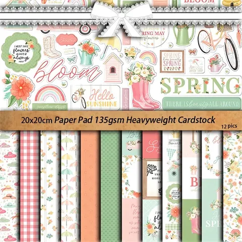 Papel para Scrapbooking Floral Primavera Vintage 20x20cm Cartulina Gruesa Para Junk Journal DIY Decoración Papel de Fondo