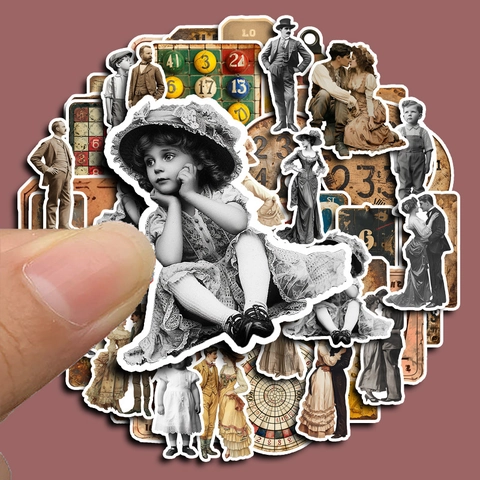 Vintage Charakter Nummer Aufkleber Viktorianisches Porträt Ephemera Aufkleber Für Scrapbooking Journaling DIY Dekor Handyhülle