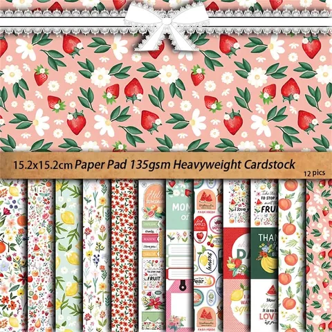 Vintage Fruit Stand Scrapbooking Paper Set Botanical Floral Decorative Cardstock For Junk Journal DIY Crafting Handbooks