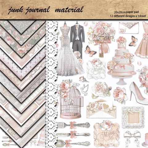 Vintage Hochzeit Scrapbooking Papierblock Retro Floral Dekoratives Material Papier Für DIY Tagebuch Kartenherstellung Basteln