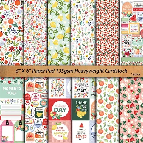 Vintage Fruit Stand Scrapbooking Paper Set Botanical Floral Decorative Cardstock For Junk Journal DIY Crafting Handbooks