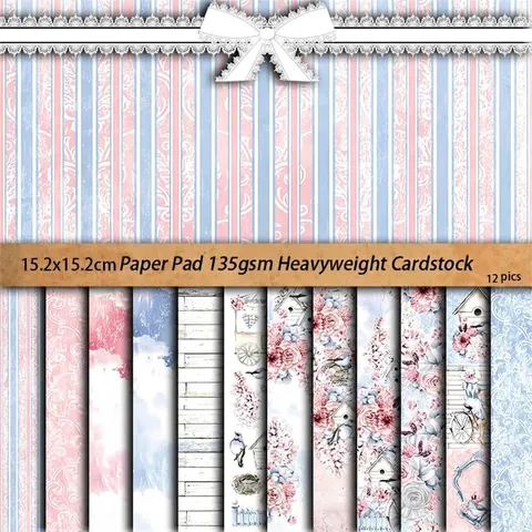 12 Blätter Vintage Scrapbook Papier Pad 135gsm Karton Blumen Vogel Muster Hintergrund Material Papier Für Junk Journal DIY Basteln