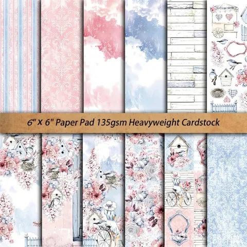 12 Blätter Vintage Scrapbook Papier Pad 135gsm Karton Blumen Vogel Muster Hintergrund Material Papier Für Junk Journal DIY Basteln