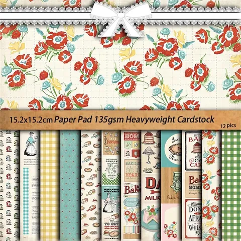 Vintage Backen Thema Scrapbook Papier Pad Dekorative Hintergrundpapier Für Junk Journaling DIY Handwerk Collage Material
