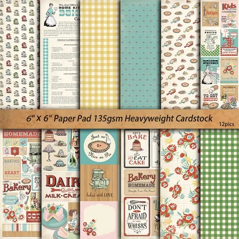 Vintage Backen Thema Scrapbook Papier Pad Dekorative Hintergrundpapier Für Junk Journaling DIY Handwerk Collage Material