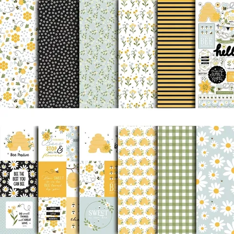 Vintage Biene Scrapbooking Papier Set Sonnenblume Honigwabe Muster Dekorative Karton Für DIY Journal Basteln Fotoalbum Hintergrund