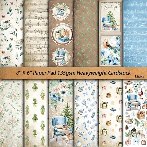 Vintage Winter Weihnachten Thema Karton Papierblock Handgezeichnete Aquarell Dekorative Material Für Journaling DIY Handwerk Scrapbooking Hintergrundpapier