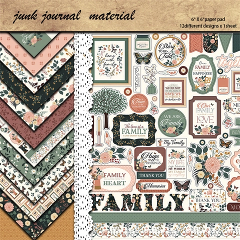 Retro Vintage Scrapbooking Papier Karton Familie Thema DIY Junk Journal Material Botanisch Floral Muster Deko