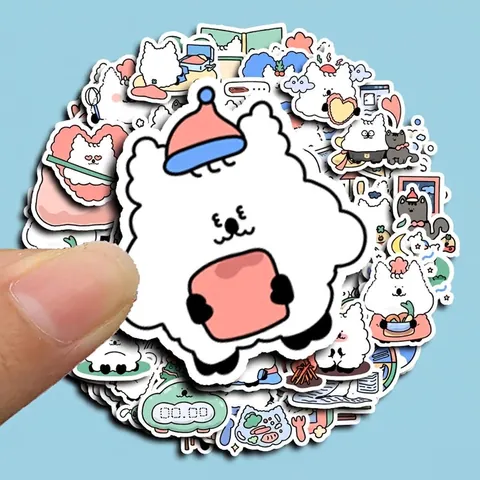 Niedliche Aufkleber Im Koreanischen Stil Mit Linienkunst Katze Und Hund Wasserdicht PVC Dekorative Sticker Für Scrapbooking Laptop