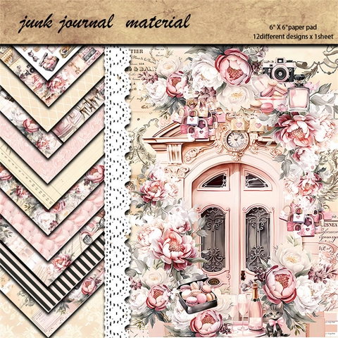 Vintage Paris Thema Scrapbooking Material Karton Für DIY Handwerk Junk Journal Elegante Blumen Und Architektur Design Papier