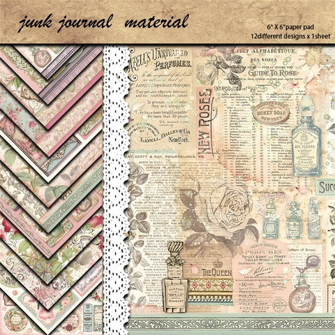Papel de Scrapbooking Vintage de Rosa y Perfume Fondo Floral Papel Decorativo Para Junk Journal Material de DIY