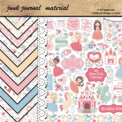 Retro Prinzessinnen Thema Dekorative Material Papier Pad Märchen Hintergrund Für DIY Scrapbooking Junk Journal Handwerk Collage
