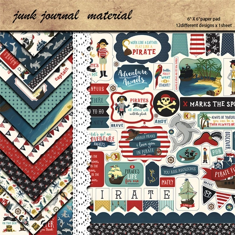 Piraten Thema Retro Junk Journal Material Papier Scrapbooking Hintergrundpapier Für DIY Kunst Handwerk Journaling Dekorative Papier Pad