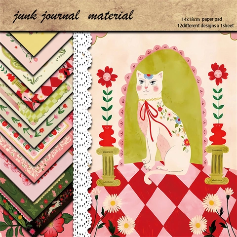 Künstlerische Illustration Scrapbook Material Papier Retro Volkskunst Design Dekorative Hintergrund Cardstock Für Junk Journal DIY Basteln