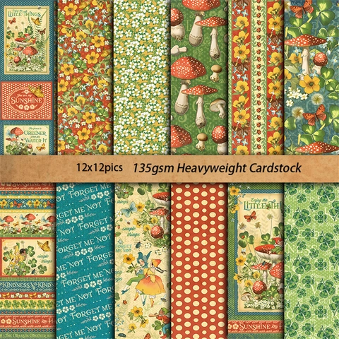 Blocco di Carta per Scrapbooking Vintage Junk Journal Fungo Floreale Farfalla Carta Creativa Decorativa per Fai da Te