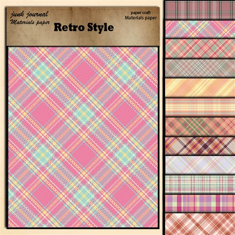 Papel de Scrapbooking Retro a Cuadros Rosa Cartulina Pesada Para Junk Journal DIY Collage Arte Artesanía Material de Base