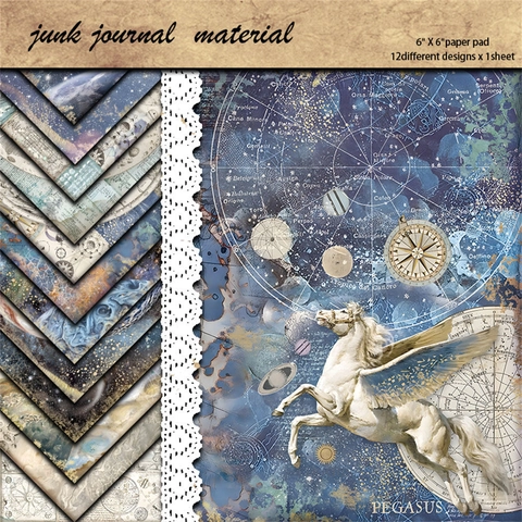 Vintage Blau Nachthimmel Scrapbook Karton Papier Pegasus Astronomische Himmlische Scrapbooking Journaling Material DIY Handwerk
