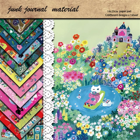 12 Blatt Retro Tier Illustration Material Papier Vintage Schwerer Karton Für Scrapbooking Junk Journal DIY Handwerk