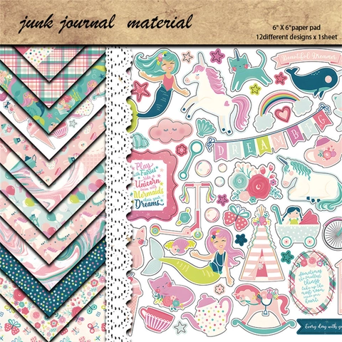 Dreamy Girl Thema Vintage Scrapbooking Hintergrund Material Papier Retro Stil Gemustert Karton Für DIY Junk Journal Handwerk Dekor