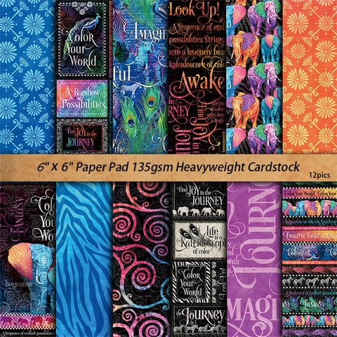Multicolor Kaleidoscope Pattern Scrapbook Paper Pad Square Vintage Decorative Background Paper For Junk Journal DIY Crafting Art Supplies