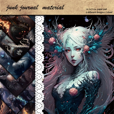 Vintage Dark Fantasy Elfen Junk Journal Material Papier Gothische Illustration Schwerer Cardstock Für DIY Scrapbooking Basteln