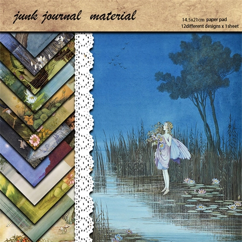 Vintage Fee Junk Journal Materiaal Papierblok Zwaar Karton Bloemen Bos Elf Scrapbooking Papier Voor DIY Knutselen