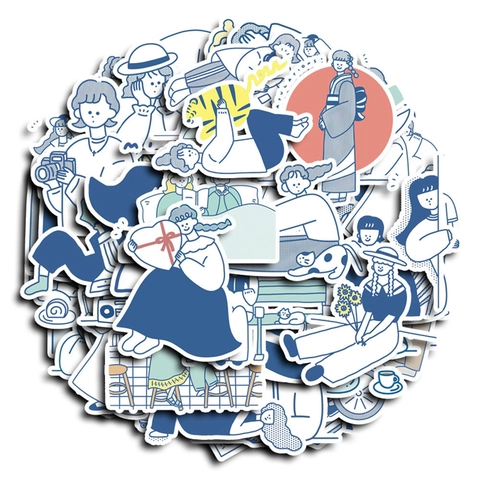 Japanischer Stil Minimalistische Linienkunst Aufkleber Für Tagebuch Ästhetische Handgezeichnete Cartoon Dekorative Scrapbooking DIY Zubehör