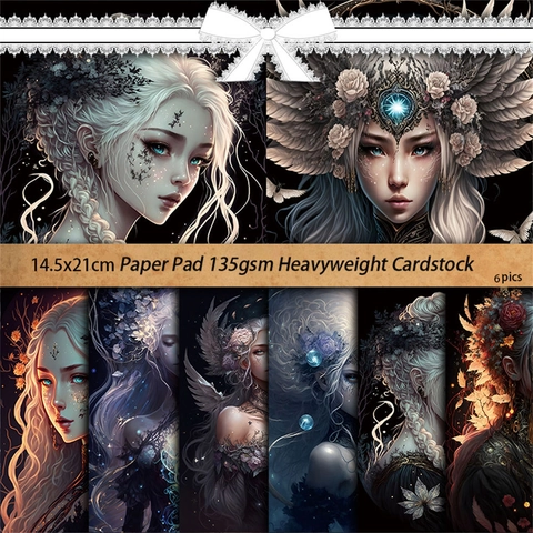 Vintage Dark Fantasy Elfen Junk Journal Material Papier Gothische Illustration Schwerer Cardstock Für DIY Scrapbooking Basteln