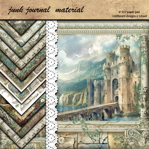 Vintage Magisch Bos Scrapbook Materiaal Papier Zwaar Karton Fantasie Bos Kasteel Eland Patroon DIY Junk Journal Decoratie Achtergrond Papier