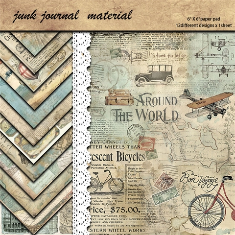 Vintage Reise Scrapbook Papier Schwerer Farbkarton Weltkarte Thema Material Für DIY Junk Journal Hintergrund Basteln