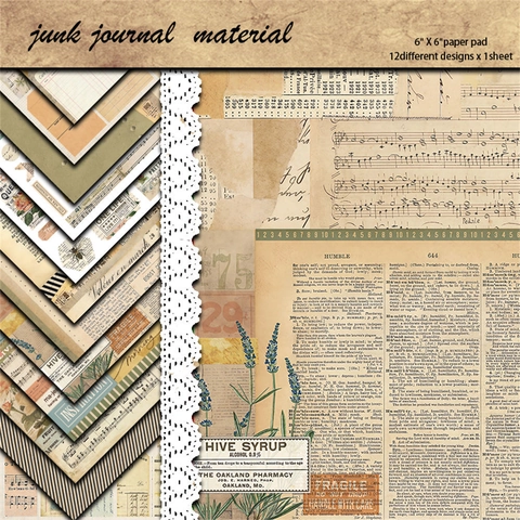 Papel de Material de Scrapbooking Vintage Junk Journal Floral Botánico DIY Collage Fondo Papel de Cartulina Decorativo