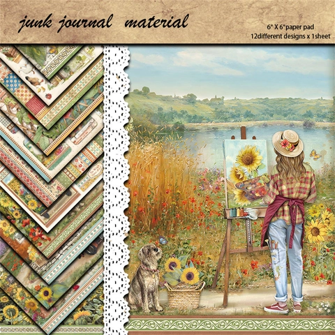Vintage Zonnebloem Kunst Scrapbook Papier Pad Retro Floraal Boerderij Junk Journal Karton Voor DIY Knutselen Decoratie