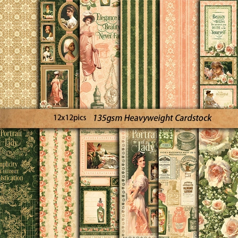 Vintage Viktorianisch Porträt Scrapbook Papier Blätter Für Junk Journal DIY Kunst Handwerk Material Papier Blumen Spitze