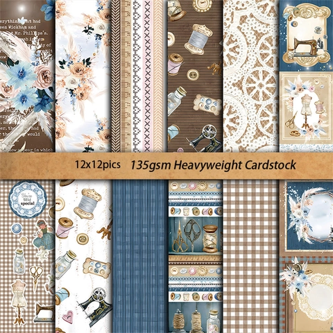 Vintage Näh-Thema Scrapbooking Papier Pad Für Junk Journal DIY Basteln Hintergrund Dekoratives Material Bedrucktes Papier