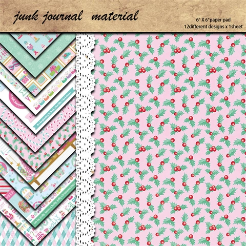 Carta per Scrapbooking Retro Natale Junk Journal Multipattern Schiaccianoci Casa di Pan di Zenzero DIY Carta Decorativa