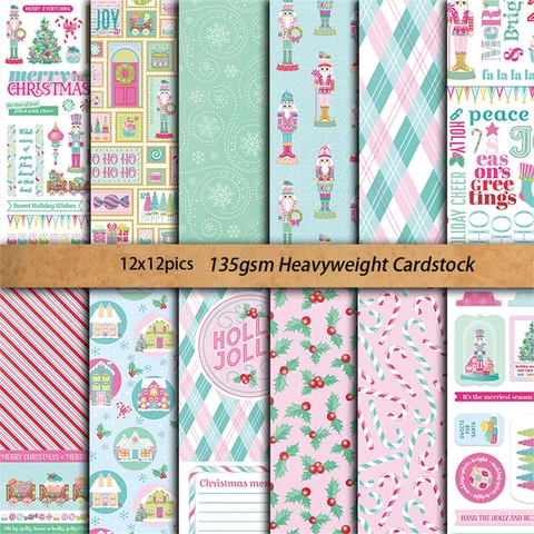 Carta per Scrapbooking Retro Natale Junk Journal Multipattern Schiaccianoci Casa di Pan di Zenzero DIY Carta Decorativa