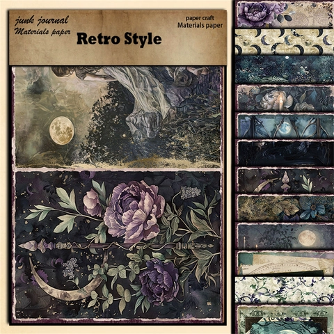 Retro Mondlicht Garten Scrapbook Papier DIY Dekokarton Für Journaling Crafting Kunst Scrapbooking Collage Material