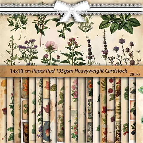 Vintage Botanik Scrapbooking Material Papier Retro Pflanzen Pilze Karton Für DIY Junk Journal Collagen Deko Papier