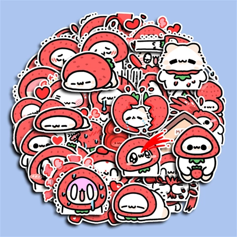 Schattige Aardbei Kat Cartoon Stickers Waterdichte PVC Decals Voor DIY Plakboek Koffer Laptop Briefpapier Decoratie