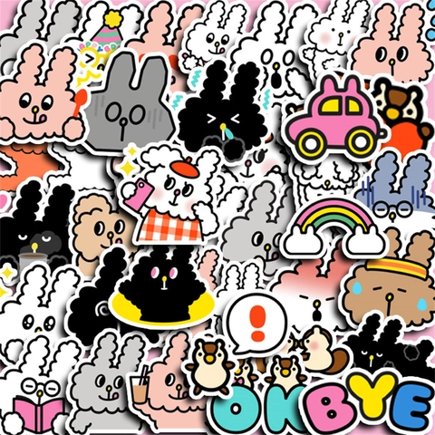 Simpatici Adesivi per Negozio di Alimentari Coniglietto Cartoon Impermeabili in PVC DIY Decalcomanie Decorative per Laptop Bagaglio