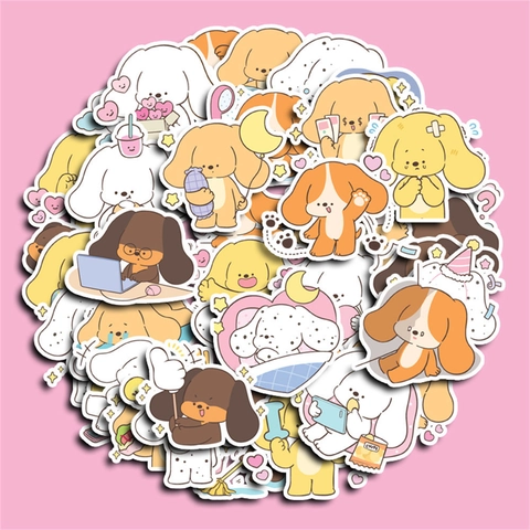 Simpatici Adesivi per Cani Cartone Animato Impermeabili per Laptop Valigia Album Fai-da-te Cucciolo Scrapbooking Decalcomanie Stampate Decorative