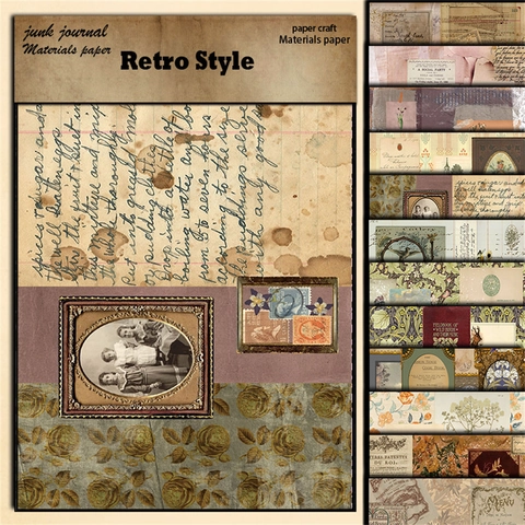 Vintage Scrapbooking Material Karton Für DIY Junk Journal Retro Europäisch Amerikanischer Stil Ästhetisches Dekoratives Florales Bastelpapier