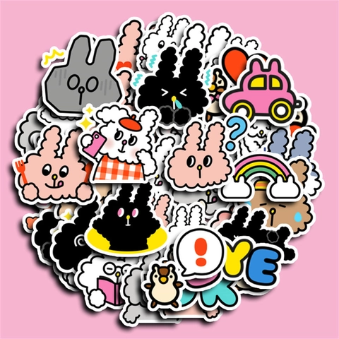 Simpatici Adesivi per Negozio di Alimentari Coniglietto Cartoon Impermeabili in PVC DIY Decalcomanie Decorative per Laptop Bagaglio