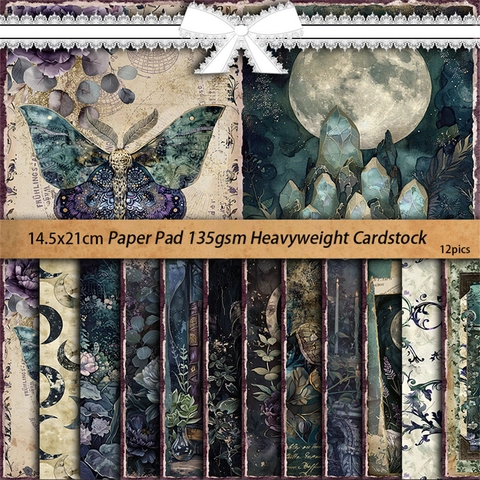 Retro Mondlicht Garten Scrapbook Papier DIY Dekokarton Für Journaling Crafting Kunst Scrapbooking Collage Material